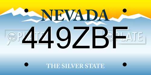 449ZBF Nevada License Plate