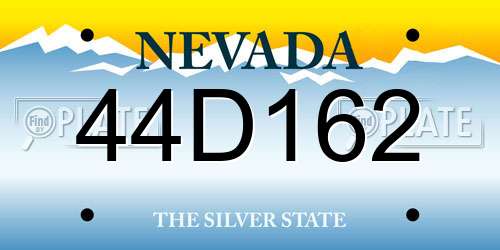 44D162 Nevada License Plate