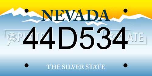 44D534 Nevada License Plate