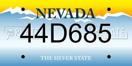 44D685 Nevada License Plate