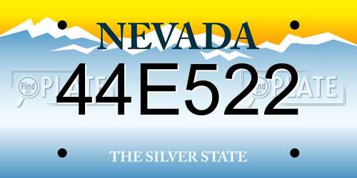 44E522 Nevada License Plate
