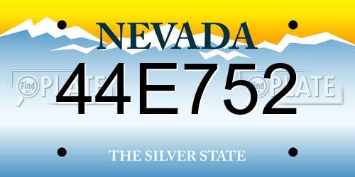 44E752 Nevada License Plate