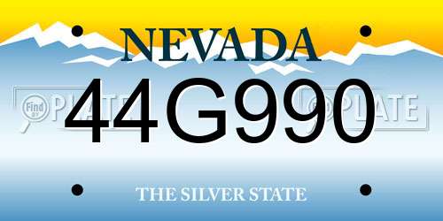 44G990 Nevada License Plate