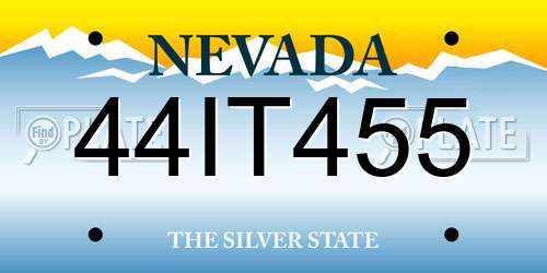 44IT455 Nevada License Plate