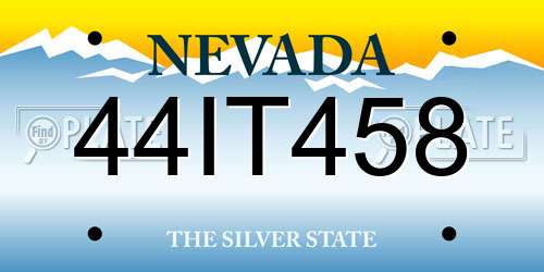 44IT458 Nevada License Plate