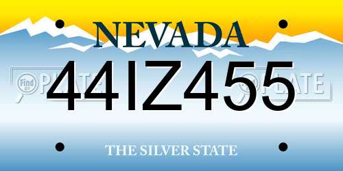 44IZ455 Nevada License Plate