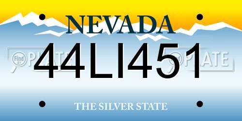 44LI451 Nevada License Plate