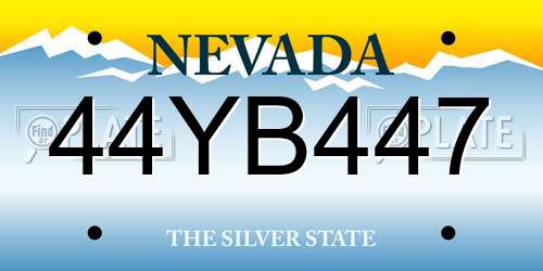 44YB447 Nevada License Plate