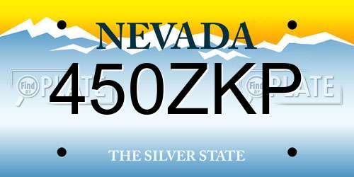 450ZKP Nevada License Plate
