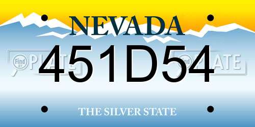 451D54 Nevada License Plate
