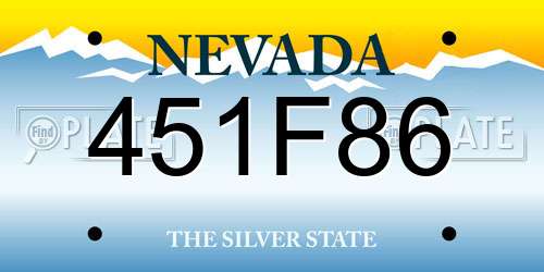 451F86 Nevada License Plate