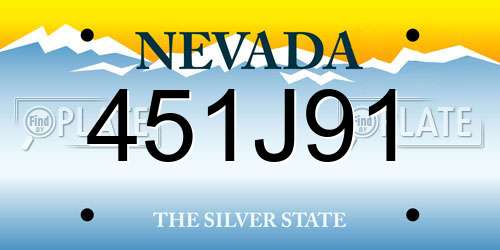451J91 Nevada License Plate