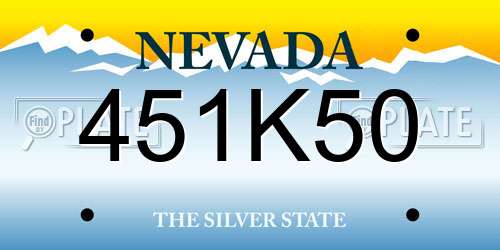 451K50 Nevada License Plate