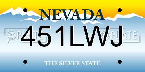 451LWJ Nevada License Plate