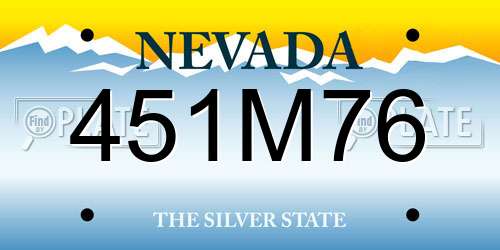 451M76 Nevada License Plate