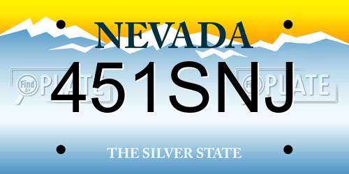 451SNJ Nevada License Plate