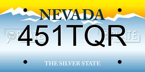 451TQR Nevada License Plate