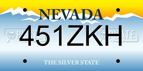451ZKH Nevada License Plate