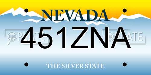 451ZNA Nevada License Plate