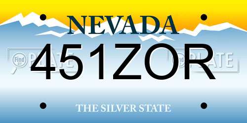 451ZOR Nevada License Plate