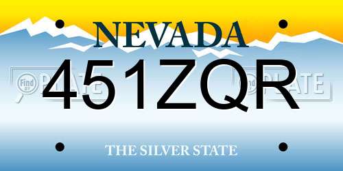 451ZQR Nevada License Plate