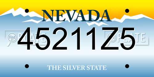 45211Z5 Nevada License Plate