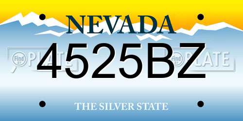 4525BZ Nevada License Plate
