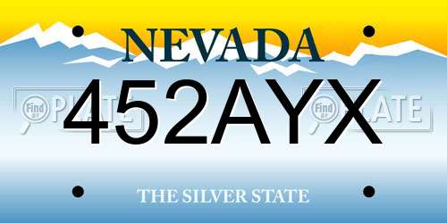 452AYX Nevada License Plate