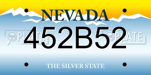 452B52 Nevada License Plate