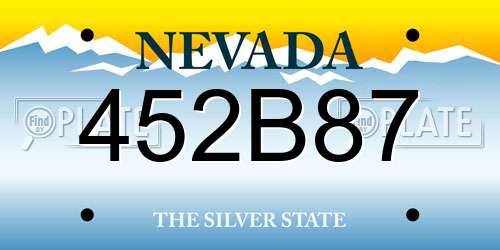 452B87 Nevada License Plate