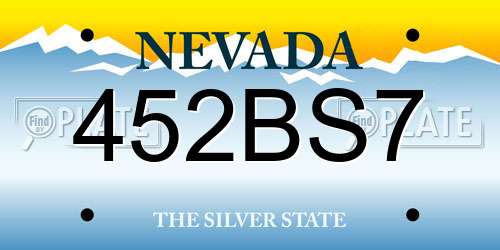 452BS7 Nevada License Plate
