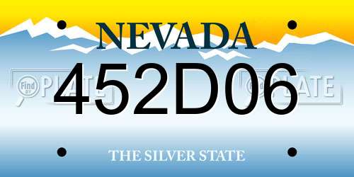 452D06 Nevada License Plate