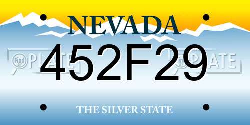 452F29 Nevada License Plate
