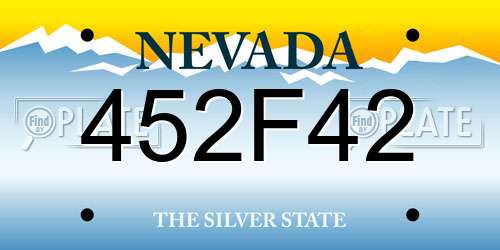 452F42 Nevada License Plate