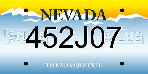 452J07 Nevada License Plate