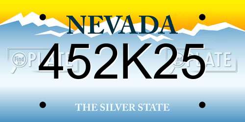 452K25 Nevada License Plate