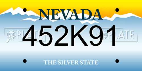 452K91 Nevada License Plate