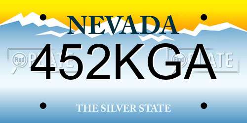452KGA Nevada License Plate