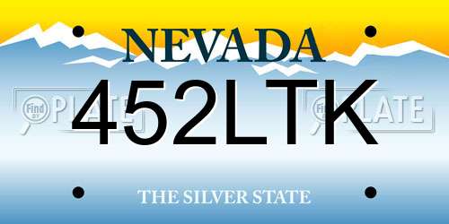 452LTK Nevada License Plate