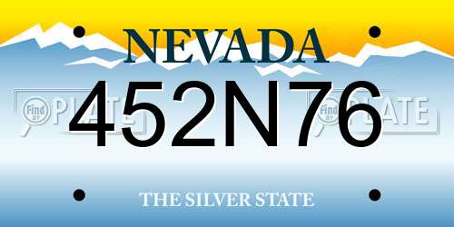 452N76 Nevada License Plate