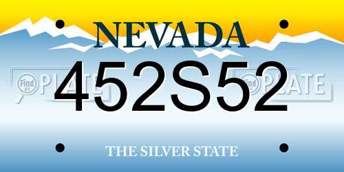 452S52 Nevada License Plate