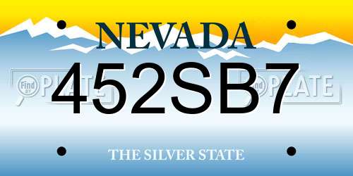 452SB7 Nevada License Plate