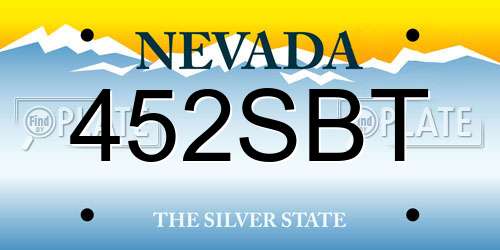 452SBT Nevada License Plate