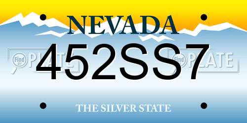 452SS7 Nevada License Plate