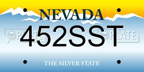 452SST Nevada License Plate