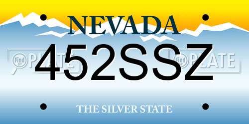 452SSZ Nevada License Plate