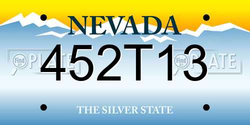 452T13 Nevada License Plate