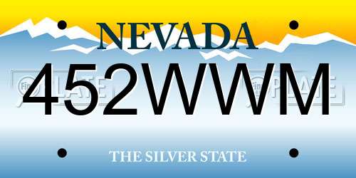 452WWM Nevada License Plate
