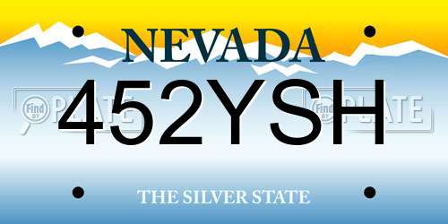 452YSH Nevada License Plate