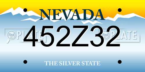 452Z32 Nevada License Plate